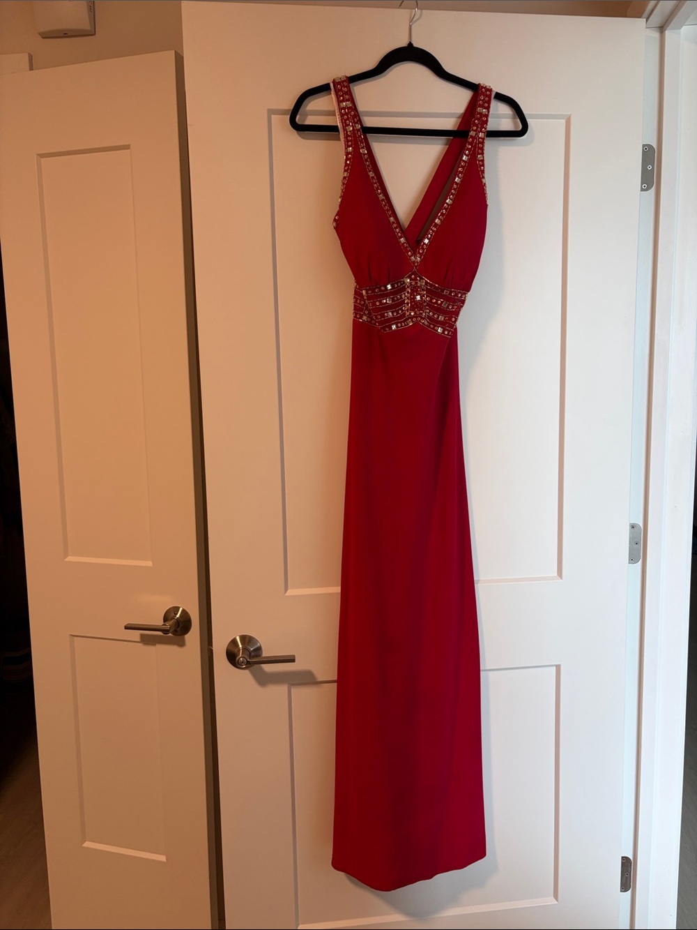 Fiesta Red Beaded V-Neck Maxi Dress